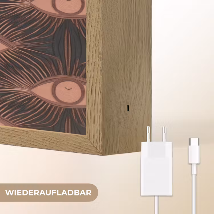 Boheems - Oog - Bruin Light Box met batterij (Wandlamp) middel 907 -USP_websiteoplaadbaarDE