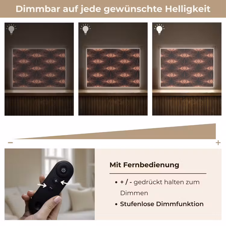 Boheems - Oog - Bruin Light Box met batterij (Wandlamp) middel 907 -USP_dimbaarDE