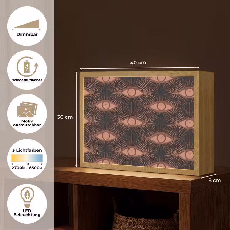 Boheems - Oog - Bruin Light Box met batterij (Wandlamp) middel 907 -USP_websiteoverzichtDE
