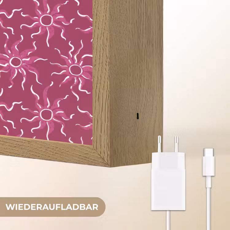 Bohemian - Zon - Magenta Light Box met batterij (Wandlamp) middel 907 -USP_websiteoplaadbaarDE