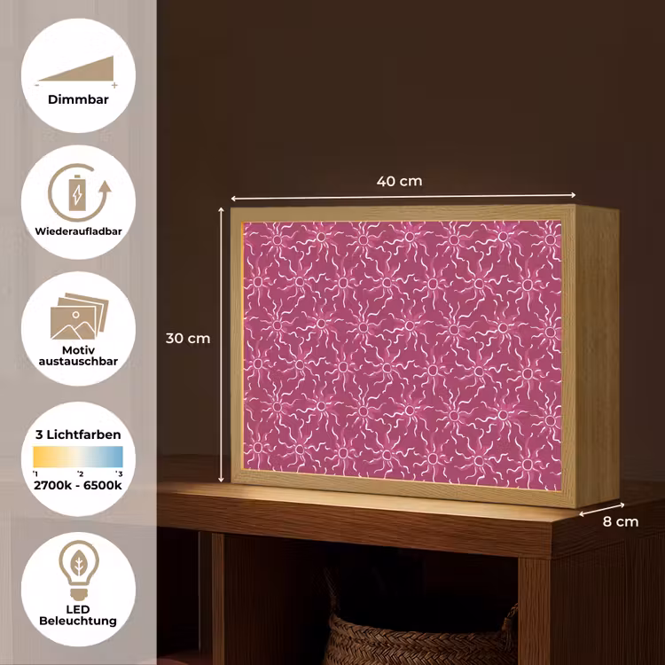 Bohemian - Zon - Magenta Light Box met batterij (Wandlamp) middel 907 -USP_websiteoverzichtDE
