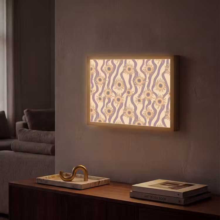 Bohemian - Vibe - Lavendelpaars Light Box met batterij (Wandlamp) middel 907 -sfeer1