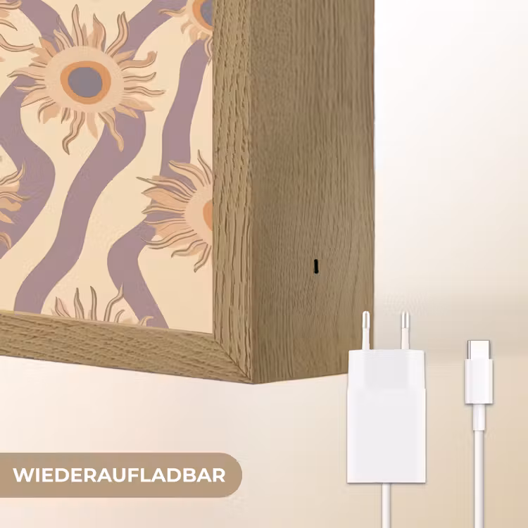 Bohemian - Vibe - Lavendelpaars Light Box met batterij (Wandlamp) middel 907 -USP_websiteoplaadbaarDE