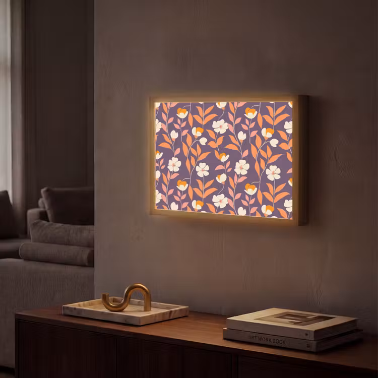Boho - Vintage - Paars Light Box met batterij (Wandlamp) middel 907 -sfeer1
