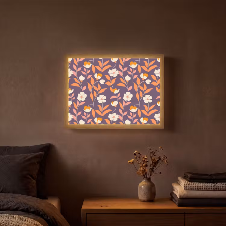 Boho - Vintage - Paars Light Box met batterij (Wandlamp) middel 907 -sfeer4