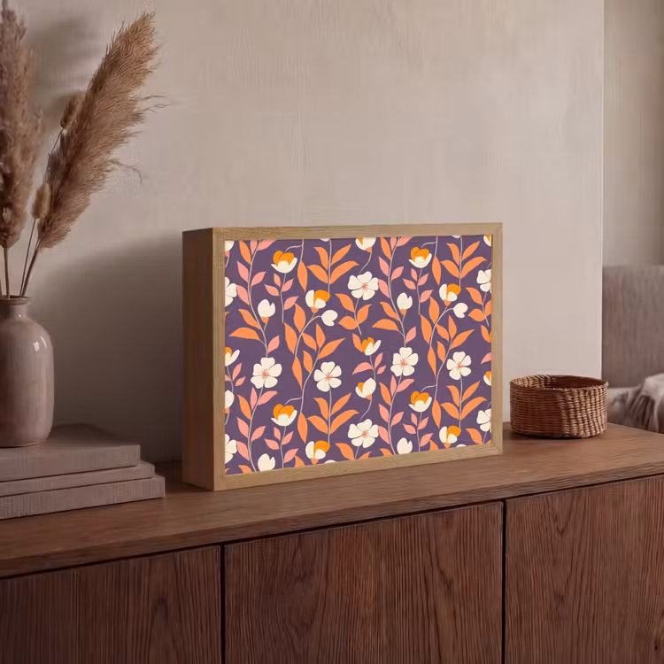 Boho - Vintage - Paars Light Box met batterij (Wandlamp) middel 907 -sfeer2