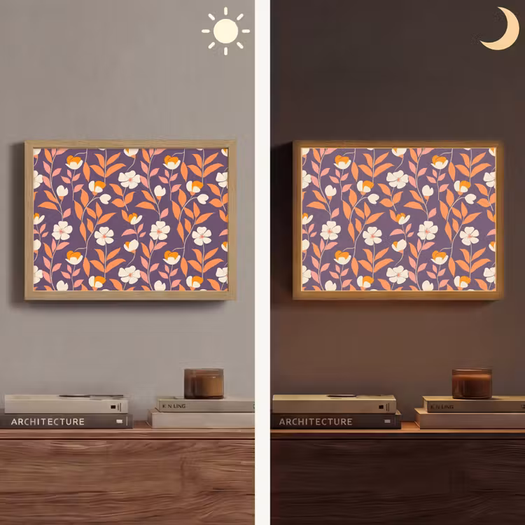 Boho - Vintage - Paars Light Box met batterij (Wandlamp) middel 907 -sfeer3