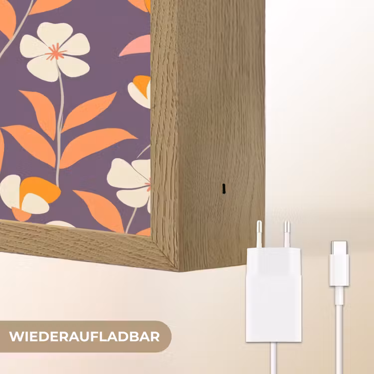 Boho - Vintage - Paars Light Box met batterij (Wandlamp) middel 907 -USP_websiteoplaadbaarDE