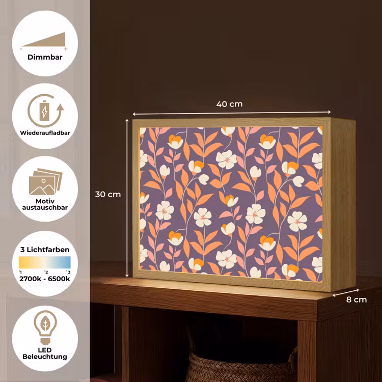 Boho - Vintage - Paars Light Box met batterij (Wandlamp) middel 907 -USP_websiteoverzichtDE