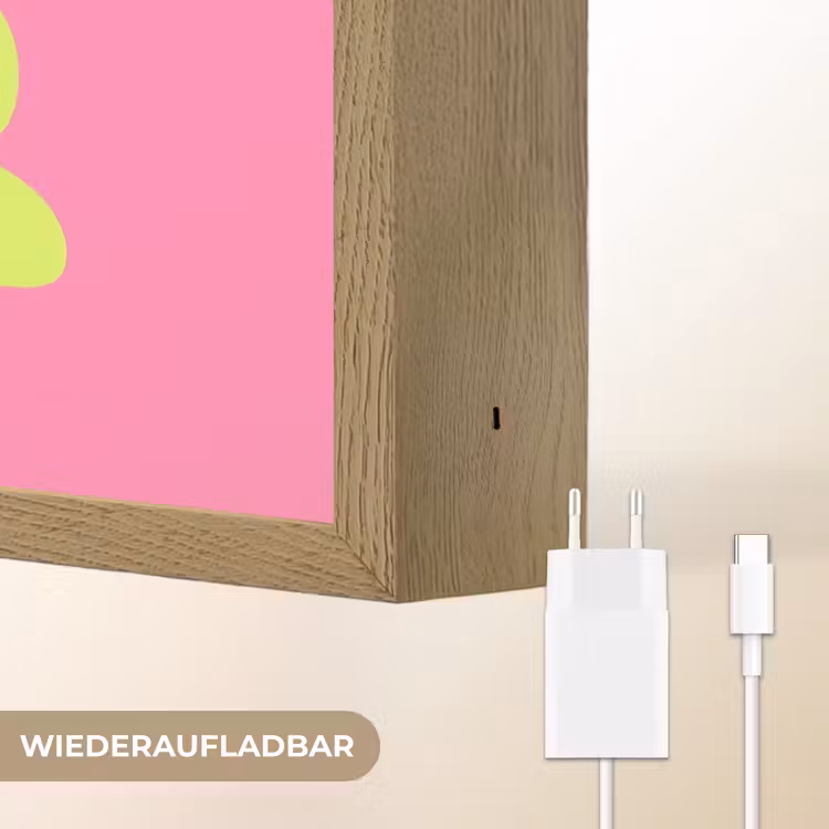 Bonjour - Roze - Fel groen Light Box met batterij (Wandlamp) middel -USP_websiteoplaadbaarDE