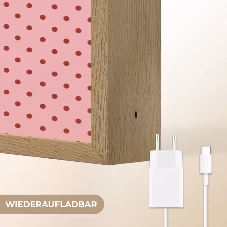 Bonjour - Stippen - Roze- Geel Light Box met batterij (Wandlamp) middel -USP_websiteoplaadbaarDE