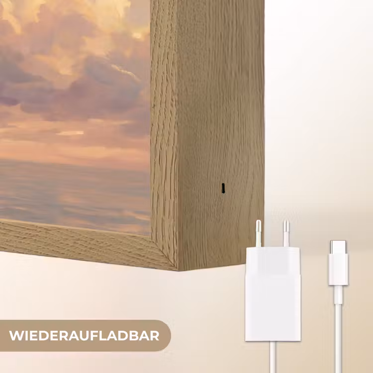 Boot - Zonsondergang - Zee - Natuur - Goud Light Box met batterij (Wandlamp) middel -USP_websiteoplaadbaarDE