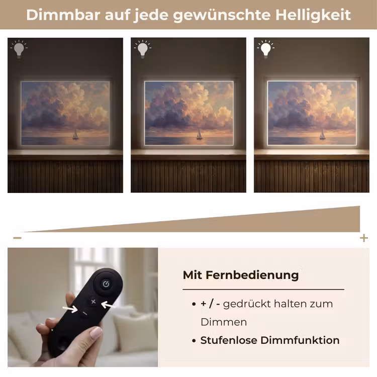 Boot - Zonsondergang - Zee - Natuur - Goud Light Box met batterij (Wandlamp) middel -USP_dimbaarDE