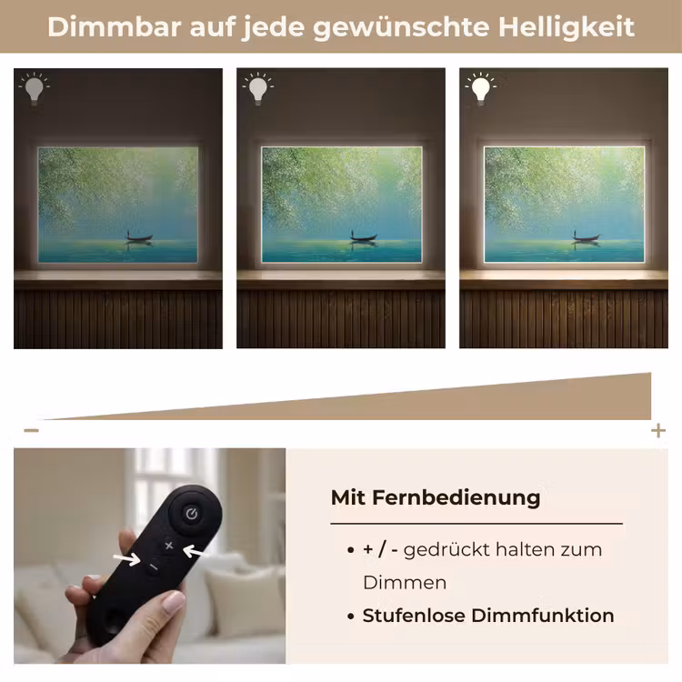 Bootje - Water - Bladeren - Bloesems Light Box met batterij (Wandlamp) middel -USP_dimbaarDE