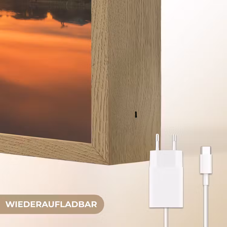 Boot - Water - Zonsondergang - Oranje - Water Light Box met batterij (Wandlamp) middel -USP_websiteoplaadbaarDE