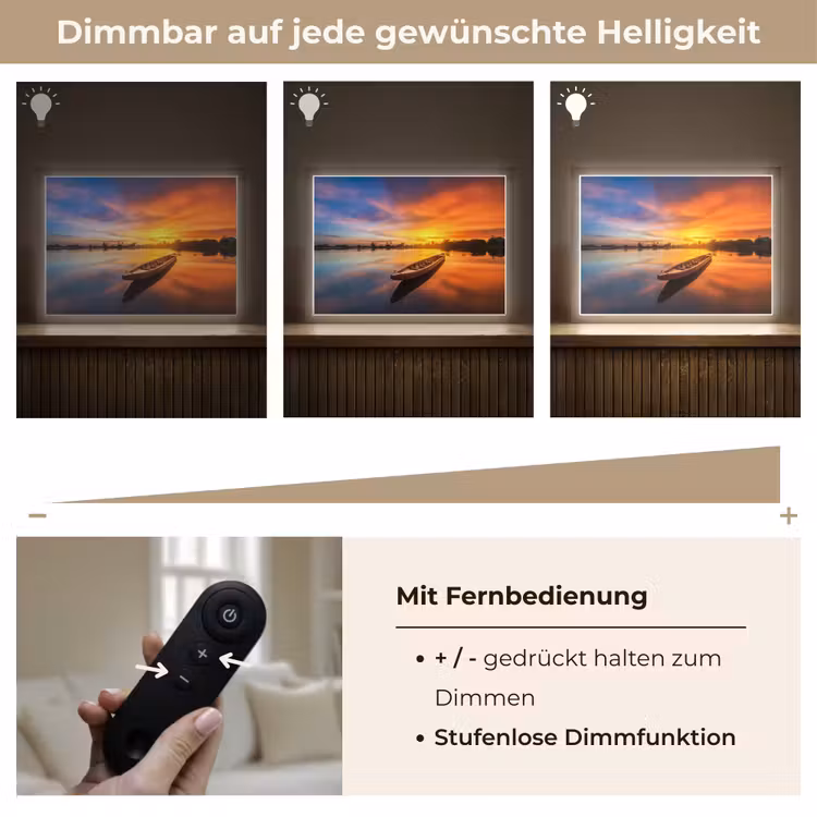 Boot - Water - Zonsondergang - Oranje - Water Light Box met batterij (Wandlamp) middel -USP_dimbaarDE