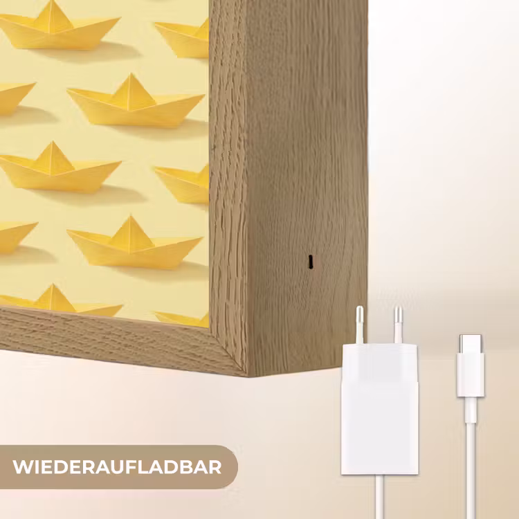 Bootjes - Origami - Creatief - Geel Light Box met batterij (Wandlamp) middel 907 -USP_websiteoplaadbaarDE