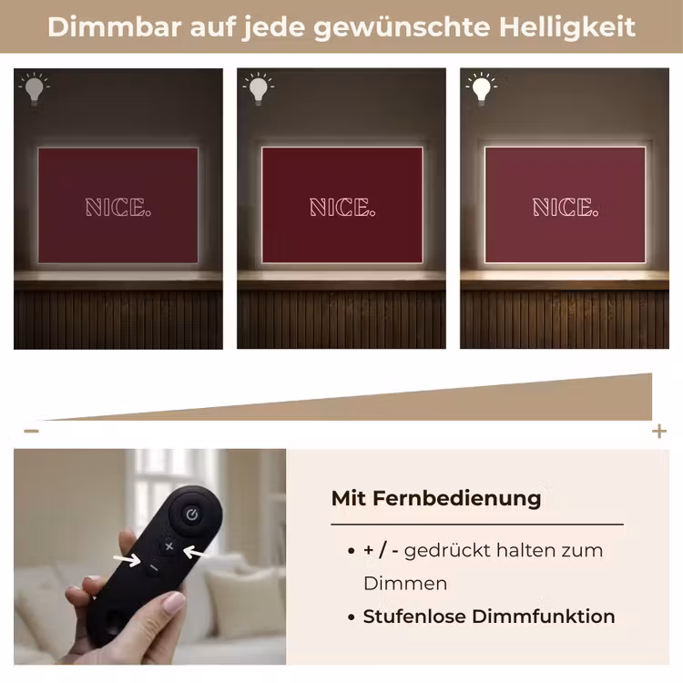 Bordeaux - Nice - minimalistisch Light Box met batterij (Wandlamp) middel -USP_dimbaarDE