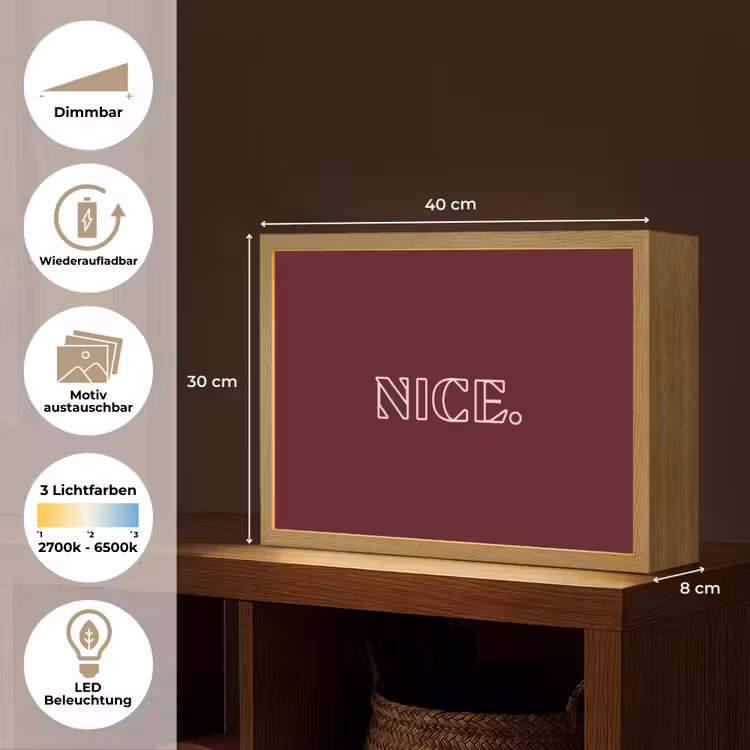 Bordeaux - Nice - minimalistisch Light Box met batterij (Wandlamp) middel -USP_websiteoverzichtDE