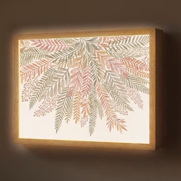 Botanisch - Aquarel - Kleurrijk Light Box met batterij (Wandlamp) middel -z3d_website
