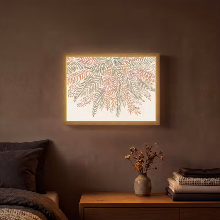 Botanisch - Aquarel - Kleurrijk Light Box met batterij (Wandlamp) middel -sfeer4