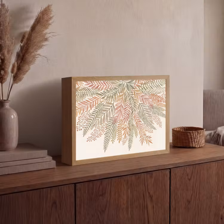 Botanisch - Aquarel - Kleurrijk Light Box met batterij (Wandlamp) middel -sfeer2
