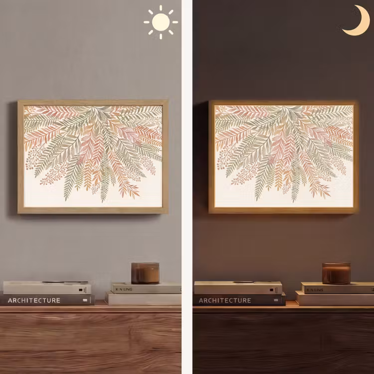 Botanisch - Aquarel - Kleurrijk Light Box met batterij (Wandlamp) middel -sfeer3