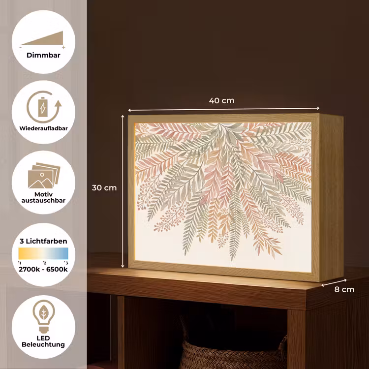 Botanisch - Aquarel - Kleurrijk Light Box met batterij (Wandlamp) middel -USP_websiteoverzichtDE