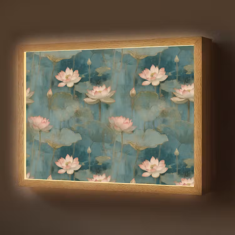 Botanisch - Bloemen - Roze Light Box met batterij (Wandlamp) middel 907 -z3d_website
