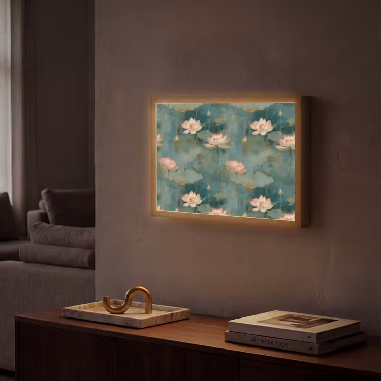 Botanisch - Bloemen - Roze Light Box met batterij (Wandlamp) middel 907 -sfeer1