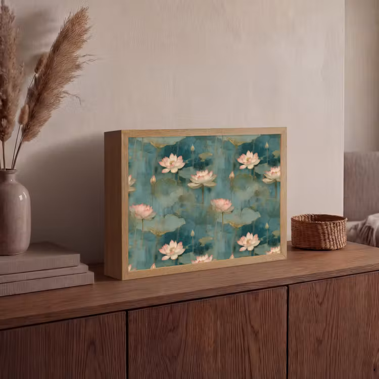 Botanisch - Bloemen - Roze Light Box met batterij (Wandlamp) middel 907 -sfeer2