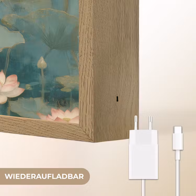 Botanisch - Bloemen - Roze Light Box met batterij (Wandlamp) middel 907 -USP_websiteoplaadbaarDE
