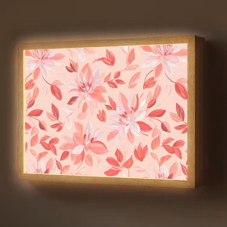 Botanisch - Bloemen - Rood Light Box met batterij (Wandlamp) middel 907 -z3d_website