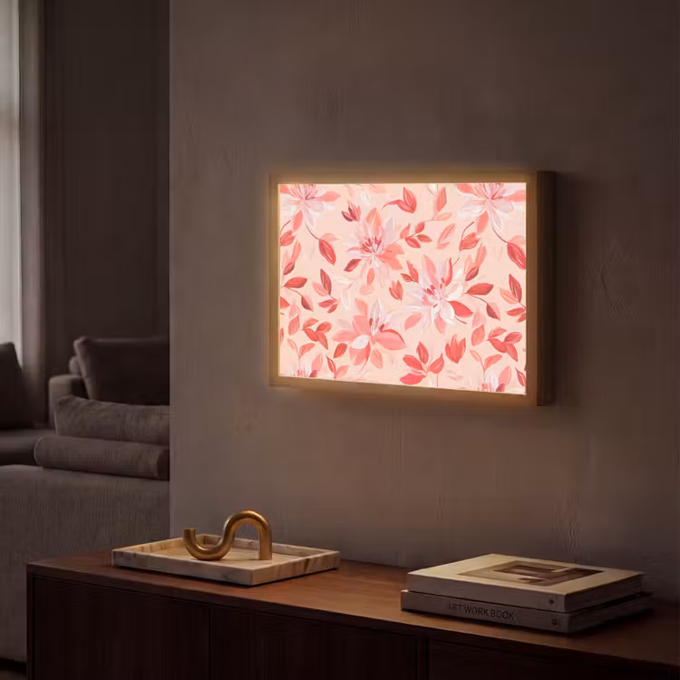 Botanisch - Bloemen - Rood Light Box met batterij (Wandlamp) middel 907 -sfeer1