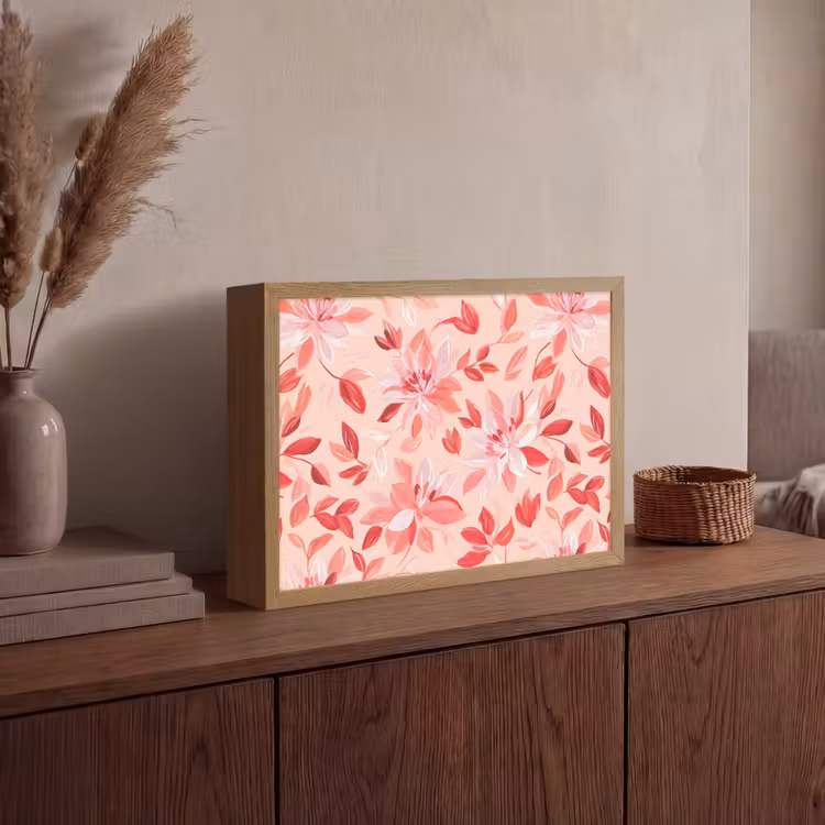 Botanisch - Bloemen - Rood Light Box met batterij (Wandlamp) middel 907 -sfeer2