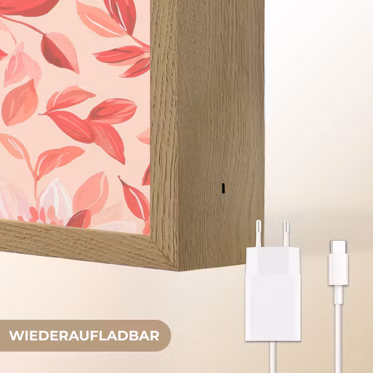 Botanisch - Bloemen - Rood Light Box met batterij (Wandlamp) middel 907 -USP_websiteoplaadbaarDE