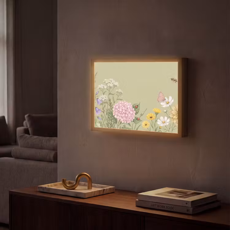 Botanisch - Bloemen - Kleurrijk Light Box met batterij (Wandlamp) middel -sfeer1