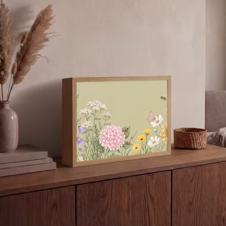 Botanisch - Bloemen - Kleurrijk Light Box met batterij (Wandlamp) middel -sfeer2