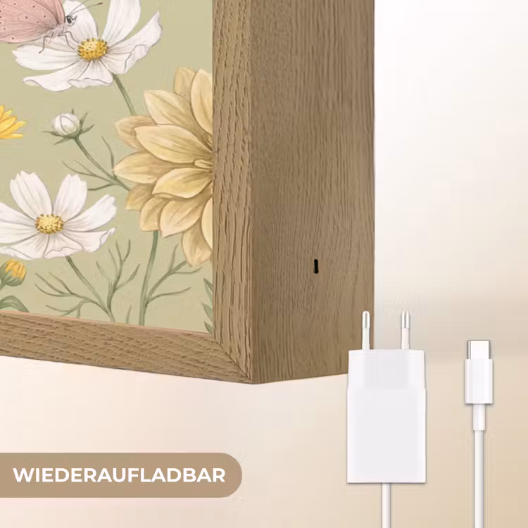 Botanisch - Bloemen - Kleurrijk Light Box met batterij (Wandlamp) middel -USP_websiteoplaadbaarDE
