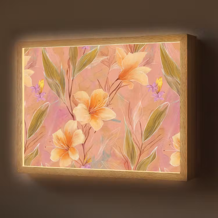 Botanisch - Bloemen - Kleurrijk Light Box met batterij (Wandlamp) middel 907 -z3d_website