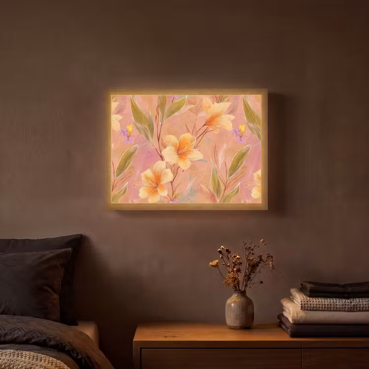 Botanisch - Bloemen - Kleurrijk Light Box met batterij (Wandlamp) middel 907 -sfeer4