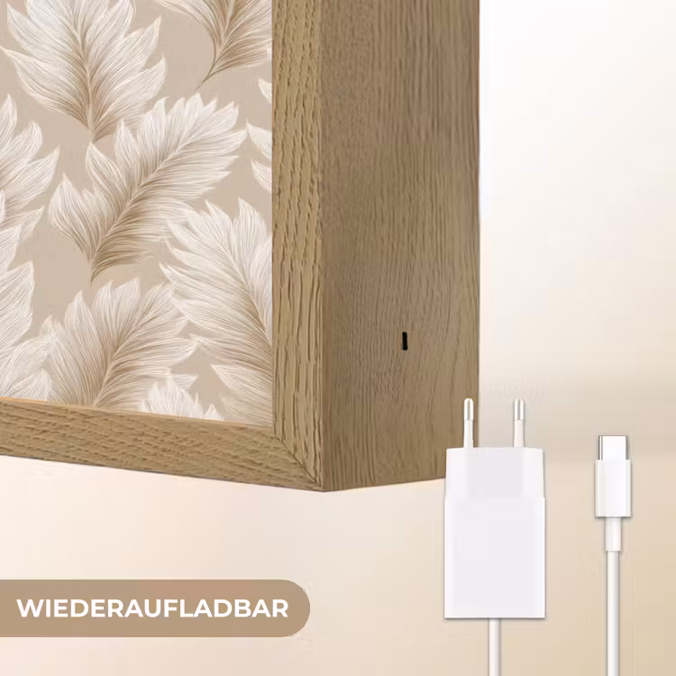 Botanisch - Patroon - Beige Light Box met batterij (Wandlamp) middel 907 -USP_websiteoplaadbaarDE