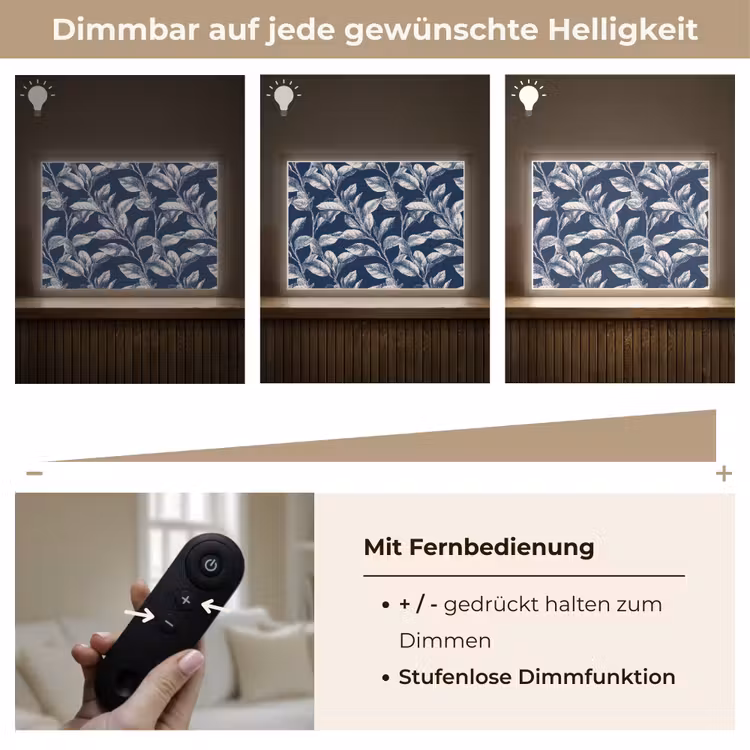 Botanisch - Patroon - Blauw Light Box met batterij (Wandlamp) middel 907 -USP_dimbaarDE