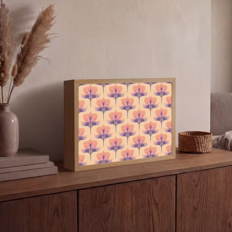Botanisch - Patroon - Pastel Light Box met batterij (Wandlamp) middel 907 -sfeer2