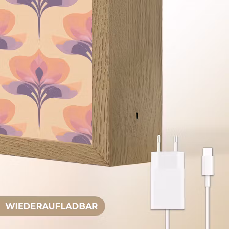 Botanisch - Patroon - Pastel Light Box met batterij (Wandlamp) middel 907 -USP_websiteoplaadbaarDE