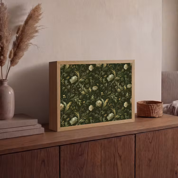 Botanisch - Naadloos - Bloemen Light Box met batterij (Wandlamp) middel 907 -sfeer2