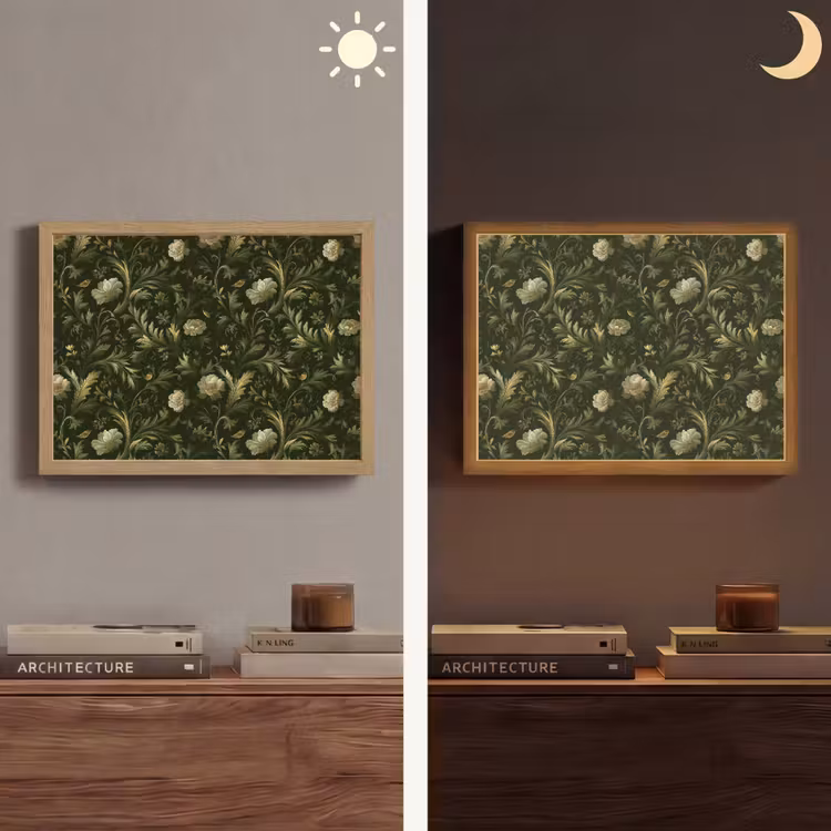 Botanisch - Naadloos - Bloemen Light Box met batterij (Wandlamp) middel 907 -sfeer3
