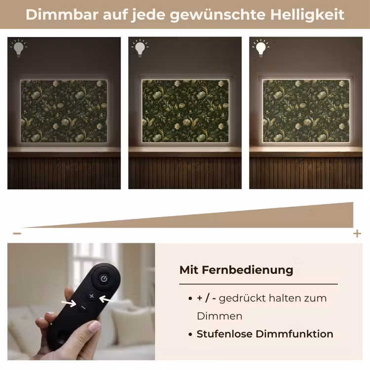 Botanisch - Naadloos - Bloemen Light Box met batterij (Wandlamp) middel 907 -USP_dimbaarDE
