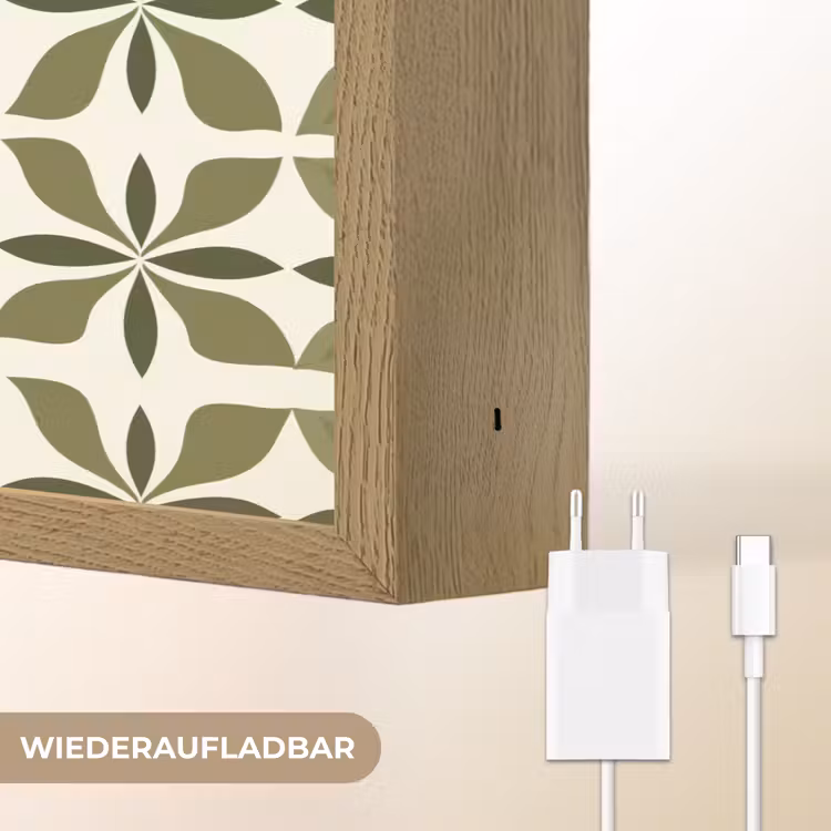 Botanisch - Retro - Groen Light Box met batterij (Wandlamp) middel 907 -USP_websiteoplaadbaarDE