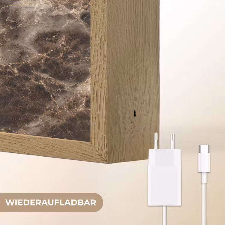 Bruin - Goud - Marmer Light Box met batterij (Wandlamp) middel 907 -USP_websiteoplaadbaarDE